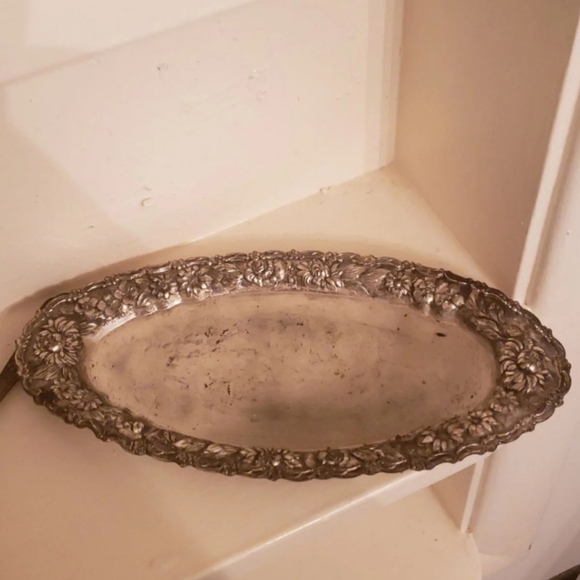 VINTAGE MCM RARE OBLONG MADE IN JAPAN SILVER TRINKET SERVING CANDY DISH - Picture 3 of 9